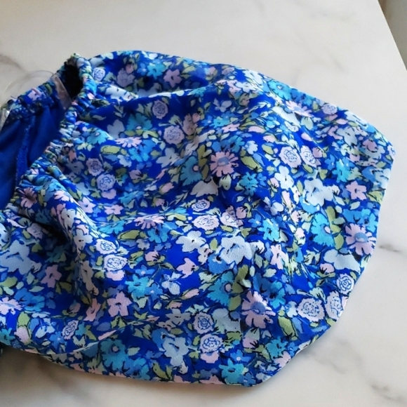 Wild Fable™ Puff Short Sleeve Sweetheart Neck Tiny Top in Blue Floral SZ M NWOT - Picture 3 of 8